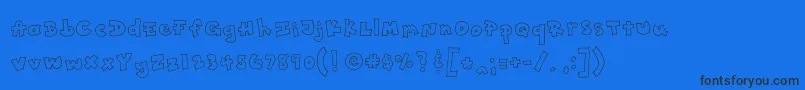 Toony-Schriftart – Schwarze Schriften auf blauem Hintergrund