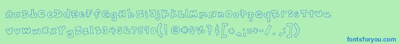 Toony Font – Blue Fonts on Green Background