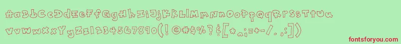 Toony-Schriftart – Rote Schriften auf grünem Hintergrund
