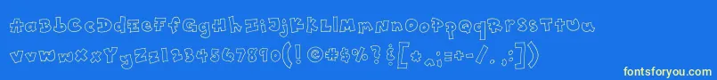 Toony-Schriftart – Gelbe Schriften auf blauem Hintergrund