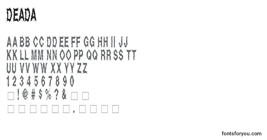 Шрифт Deada – алфавит, цифры, специальные символы