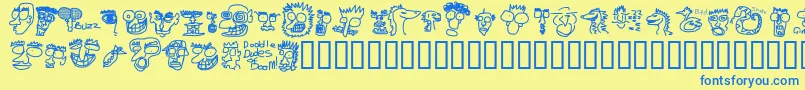 Police DoodleDudesOfDoom – polices bleues sur fond jaune
