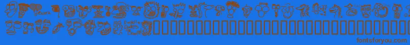Fonte DoodleDudesOfDoom – fontes marrons em um fundo azul