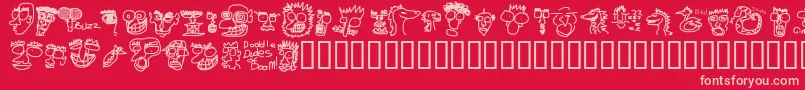DoodleDudesOfDoom Font – Pink Fonts on Red Background