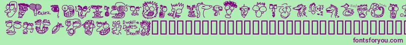 DoodleDudesOfDoom Font – Purple Fonts on Green Background