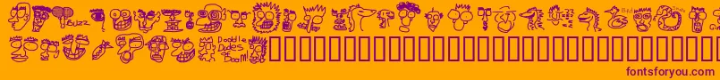 DoodleDudesOfDoom Font – Purple Fonts on Orange Background