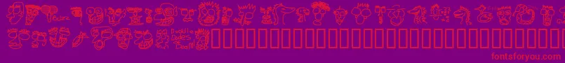 DoodleDudesOfDoom-Schriftart – Rote Schriften auf violettem Hintergrund