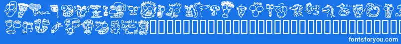 Fonte DoodleDudesOfDoom – fontes brancas em um fundo azul
