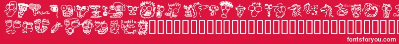 fuente DoodleDudesOfDoom – Fuentes Blancas Sobre Fondo Rojo