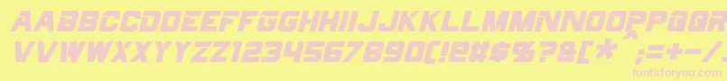 フォントCyberfallItalic – ピンクのフォント、黄色の背景