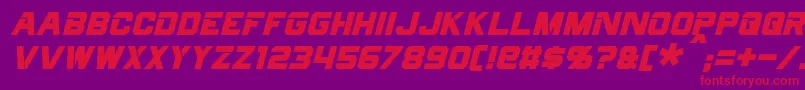 フォントCyberfallItalic – 紫の背景に赤い文字