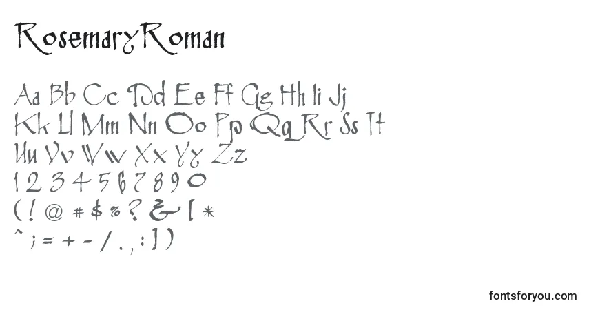Schriftart RosemaryRoman – Alphabet, Zahlen, spezielle Symbole