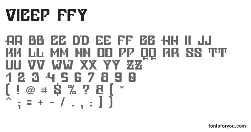 Schriftart Vicep ffy – Alphabet, Zahlen, spezielle Symbole