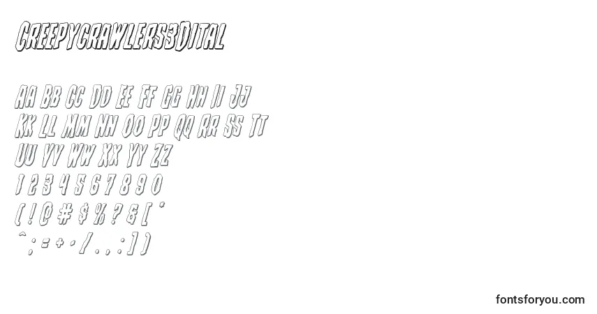 Schriftart Creepycrawlers3Dital – Alphabet, Zahlen, spezielle Symbole