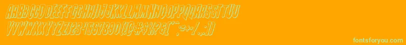 Creepycrawlers3Dital-Schriftart – Grüne Schriften auf orangefarbenem Hintergrund