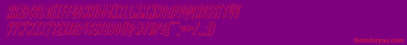 Creepycrawlers3Dital-Schriftart – Rote Schriften auf violettem Hintergrund