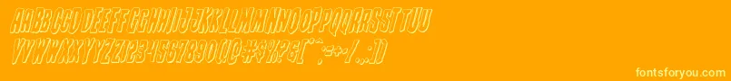 Creepycrawlers3Dital-Schriftart – Gelbe Schriften auf orangefarbenem Hintergrund