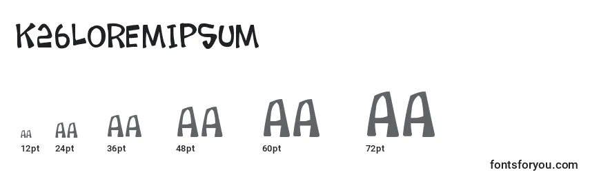 Größen der Schriftart K26loremipsum