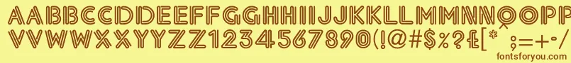 フォントEklekti0 – 茶色の文字が黄色の背景にあります。