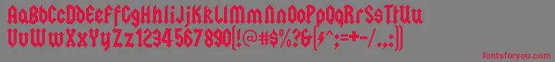 フォントSquealerRegular – 赤い文字の灰色の背景