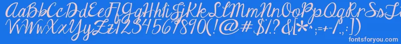 Jandaeleganthandwriting Font – Pink Fonts on Blue Background