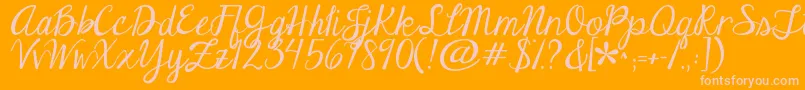 Jandaeleganthandwriting-fontti – vaaleanpunaiset fontit oranssilla taustalla