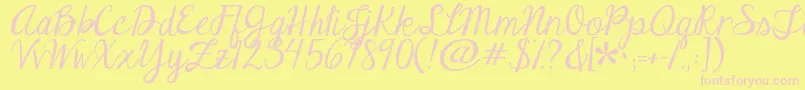 Jandaeleganthandwriting-Schriftart – Rosa Schriften auf gelbem Hintergrund