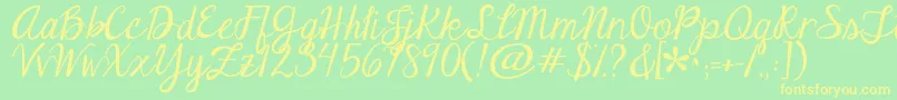 Jandaeleganthandwriting Font – Yellow Fonts on Green Background