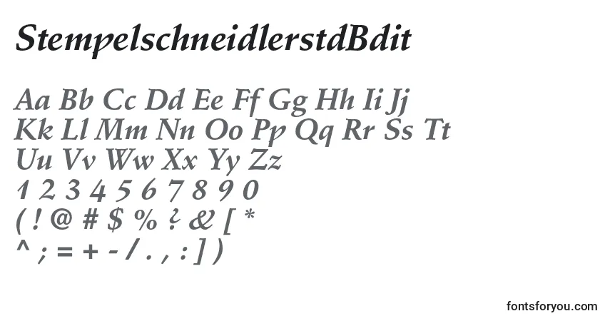 A fonte StempelschneidlerstdBdit – alfabeto, números, caracteres especiais