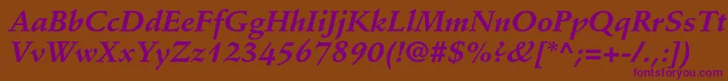 StempelschneidlerstdBdit-Schriftart – Violette Schriften auf braunem Hintergrund