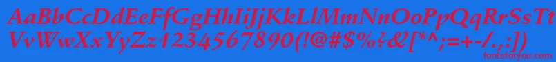 StempelschneidlerstdBdit Font – Red Fonts on Blue Background