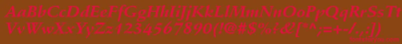 StempelschneidlerstdBdit-Schriftart – Rote Schriften auf braunem Hintergrund