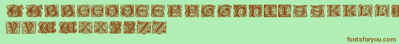 フォントJeffRegular – 緑の背景に茶色のフォント