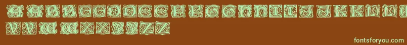 フォントJeffRegular – 緑色の文字が茶色の背景にあります。