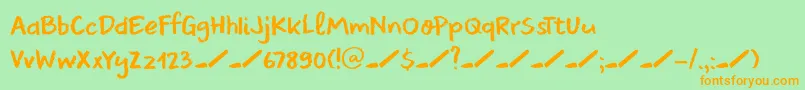 DkLeftoverCrayon Font – Orange Fonts on Green Background