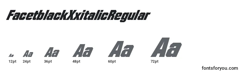 Размеры шрифта FacetblackXxitalicRegular