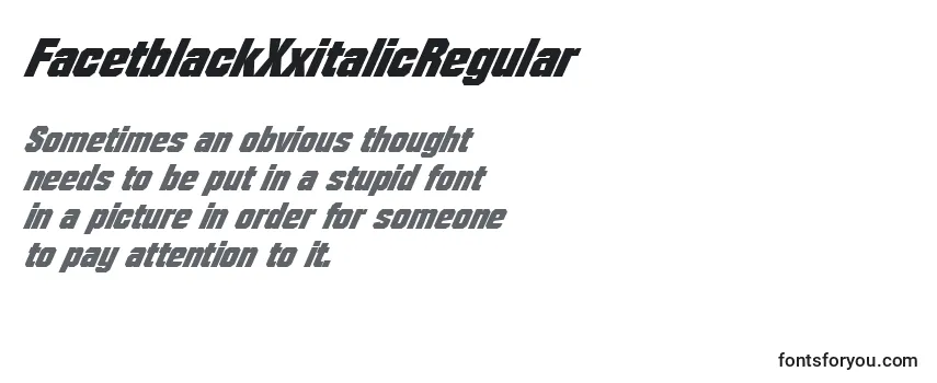 Review of the FacetblackXxitalicRegular Font