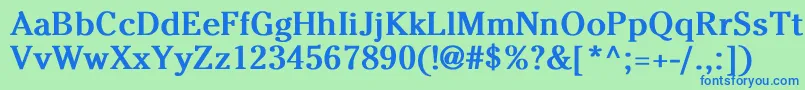 CheltenhamNormalBold-Schriftart – Blaue Schriften auf grünem Hintergrund