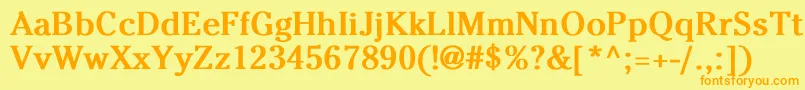 CheltenhamNormalBold-Schriftart – Orangefarbene Schriften auf gelbem Hintergrund
