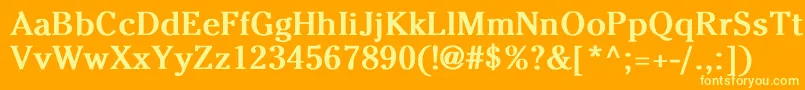 CheltenhamNormalBold-Schriftart – Gelbe Schriften auf orangefarbenem Hintergrund