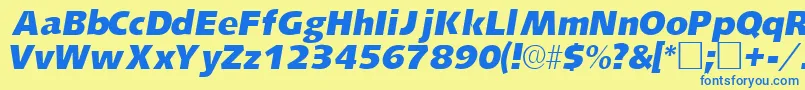 LansettesskItalic Font – Blue Fonts on Yellow Background