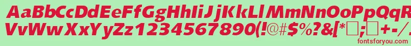 LansettesskItalic Font – Red Fonts on Green Background