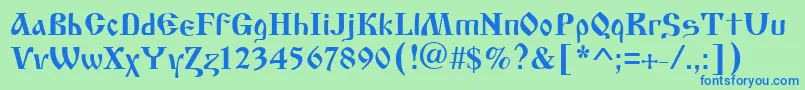 Cyrillicold Font – Blue Fonts on Green Background