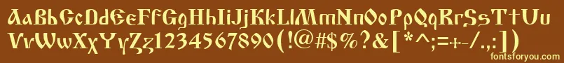 Cyrillicold-fontti – keltaiset fontit ruskealla taustalla