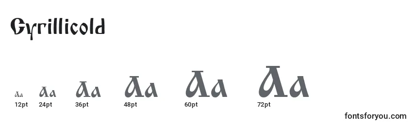 Размеры шрифта Cyrillicold