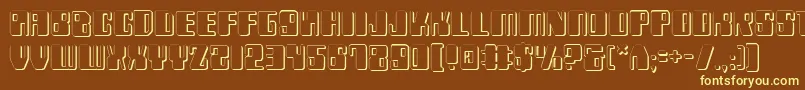Zyborgs3D-Schriftart – Gelbe Schriften auf braunem Hintergrund