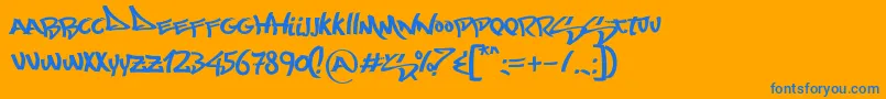 フォントMostWazted – オレンジの背景に青い文字