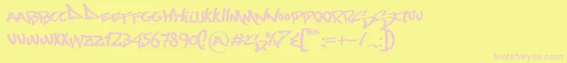 MostWazted-Schriftart – Rosa Schriften auf gelbem Hintergrund