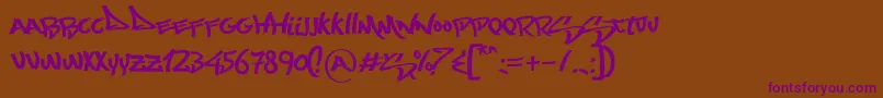 MostWazted-Schriftart – Violette Schriften auf braunem Hintergrund