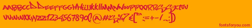 MostWazted-Schriftart – Rote Schriften auf orangefarbenem Hintergrund